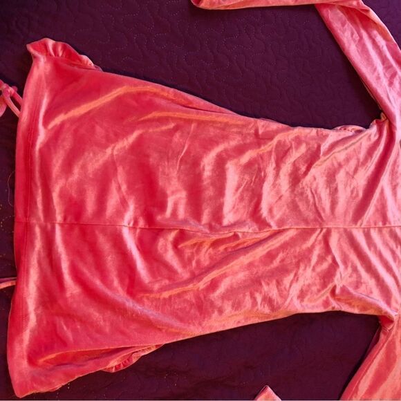 Bodycon Dress Long Sleeve Velvet Ruched Women's Wild Fable. Y2K hot pink - Picture 9 of 13